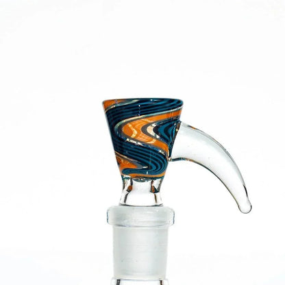 Glass Distractions - 14mm Black, Blue & Orange Wig Wag Flare Slide