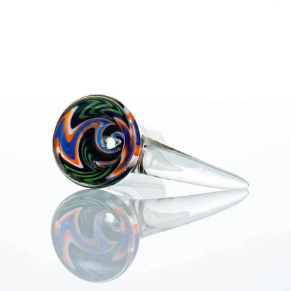 Glass Distractions - Black, Green & Purple Wig Wag Flare 14mm Slide