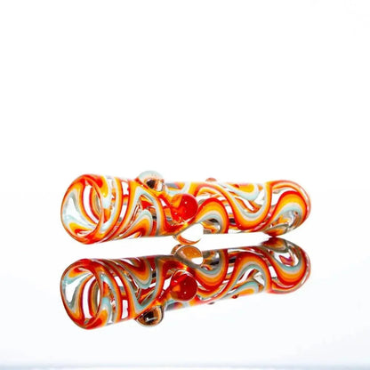 Glass Distractions - Clear & Orange Wig Wag Onie