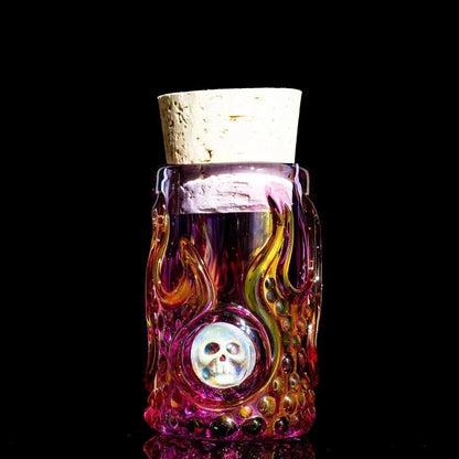 Glass Distractions - Pink Flaming Skull Jar