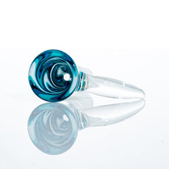 Glass Distractions - Teal & White Wig Wag 14mm Flare Slide