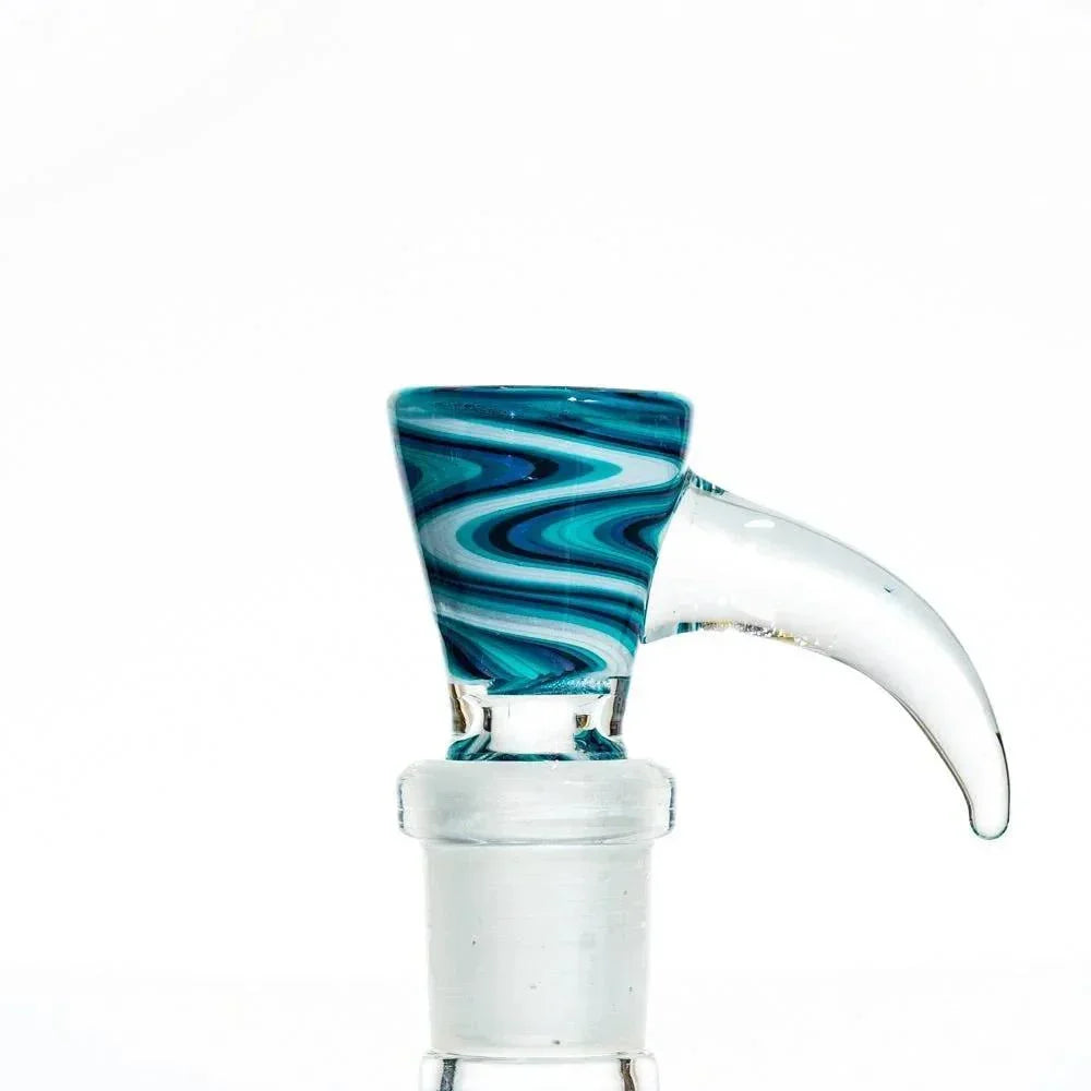 Glass Distractions - Teal & White Wig Wag 14mm Flare Slide