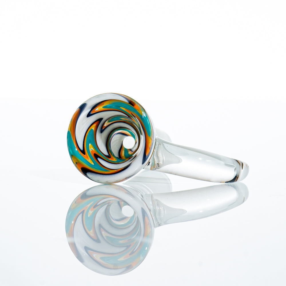 Glass Distractions - White, Teal & Orange Wig Wag 14mm Flare Slide