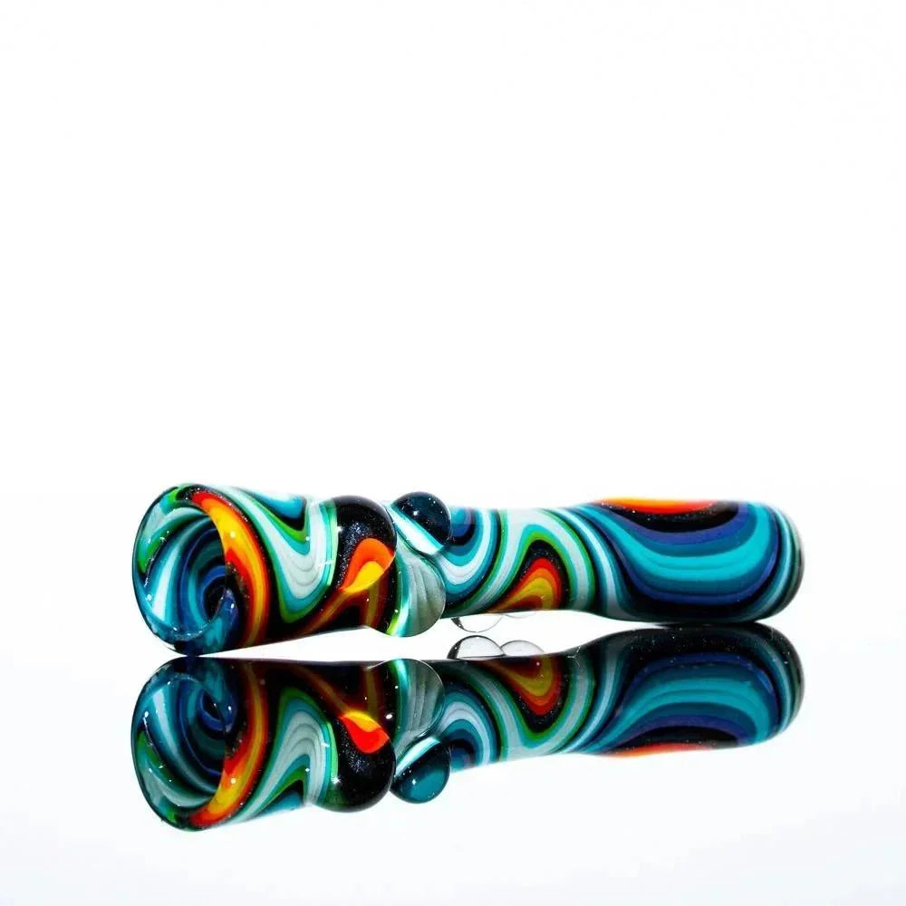 Glass Distractions - White, Teal & Orange Wig Wag Onie