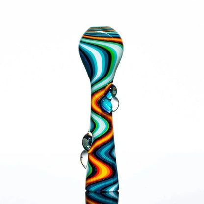 Glass Distractions - White, Teal & Orange Wig Wag Onie