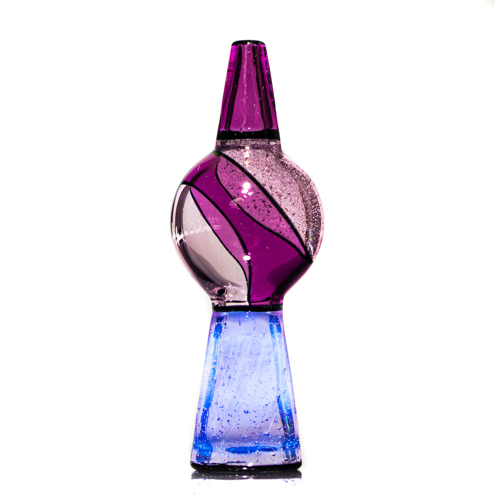 Halmy Glass - Gorro de burbujas dorado violeta, amatista dorada y piruleta rosa