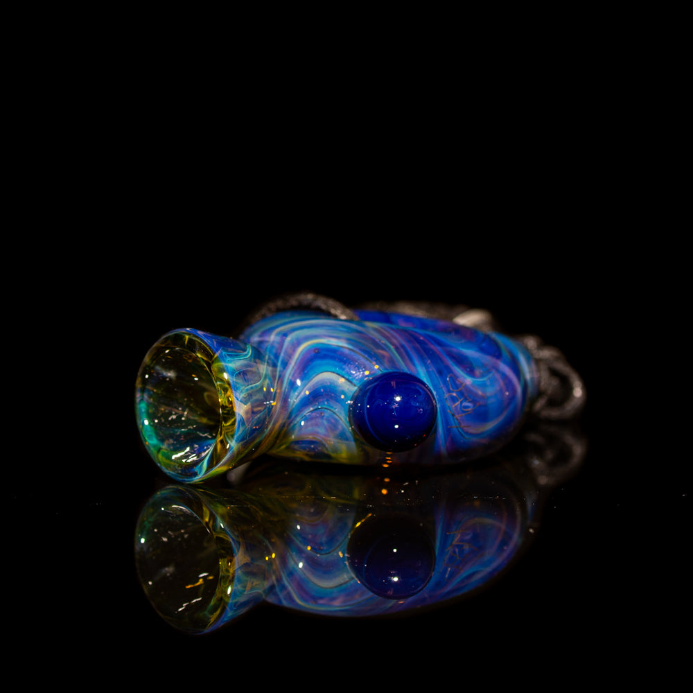 Hot Mess Glass - Amber Blue Beaded Pendy Pipe