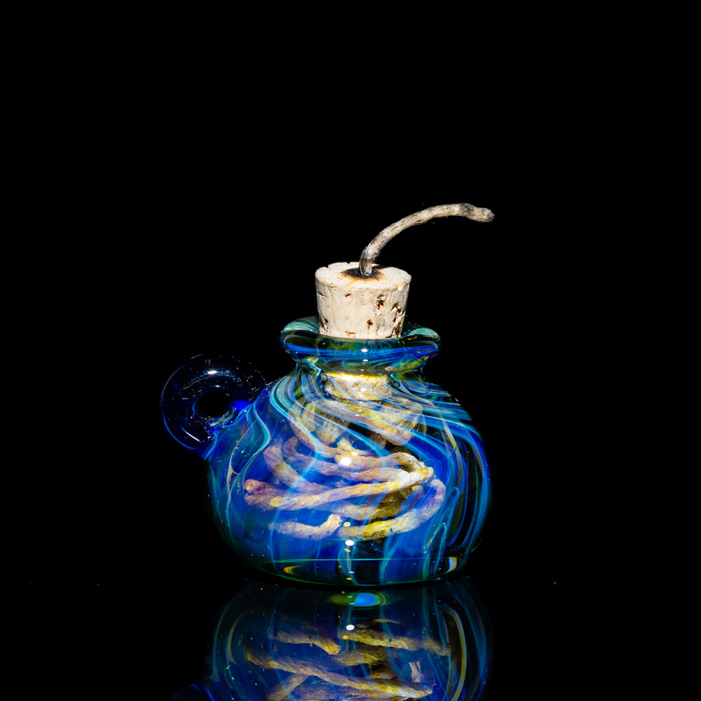 Hot Mess Glass - Amber Blue Hemp Wick Jar