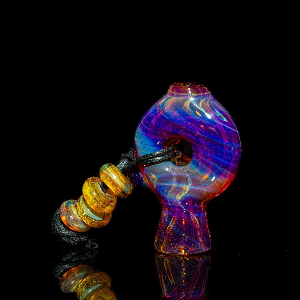 Hot Mess Glass - Amber Purple Beaded Pendy Pipe
