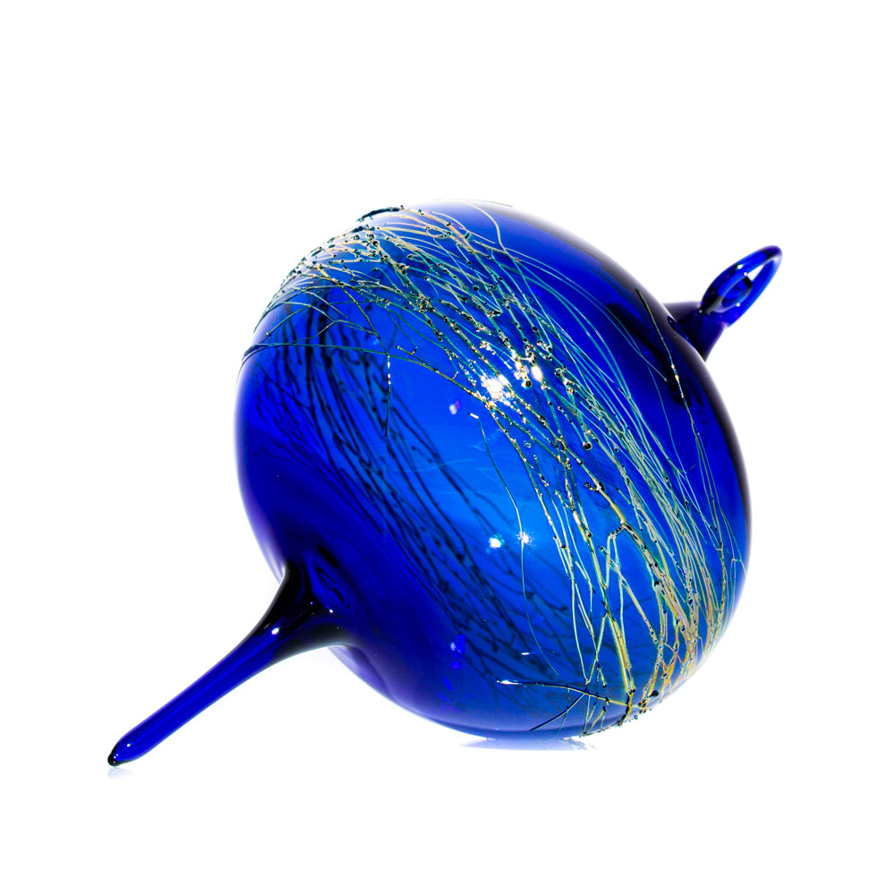 2021 Ornament Drop: Jason Howard - Silver Fumed Stringer Laced Blue Ornament
