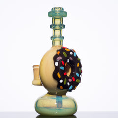 KGB Glass - Chocolate Frosted Sprinkles Blue Yoshi 10mm Donut Rig