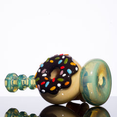KGB Glass - Chocolate Frosted Sprinkles Blue Yoshi 10mm Donut Rig