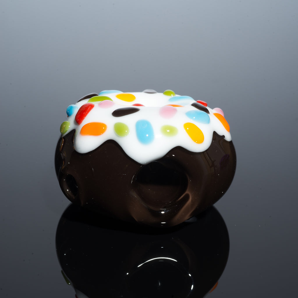KGB Glass - Chocolate w/ Vanilla Frosted Sprinkles Mini Donut Pipe