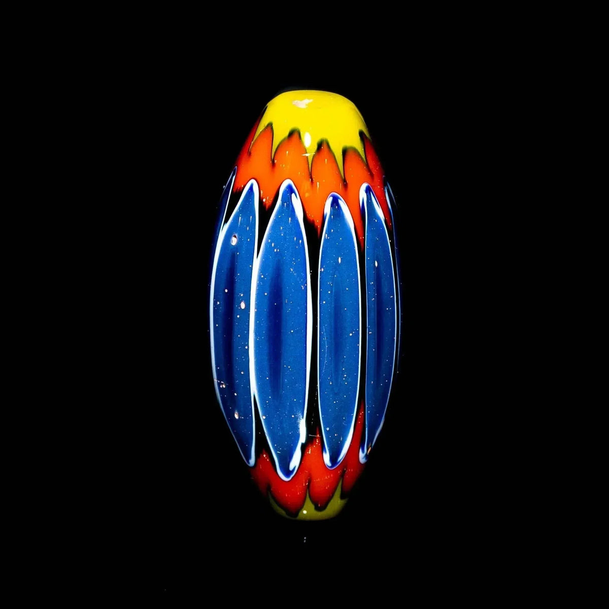 Kevin O'Grady - Blue, Red & Yellow Chevron Marquise Bead
