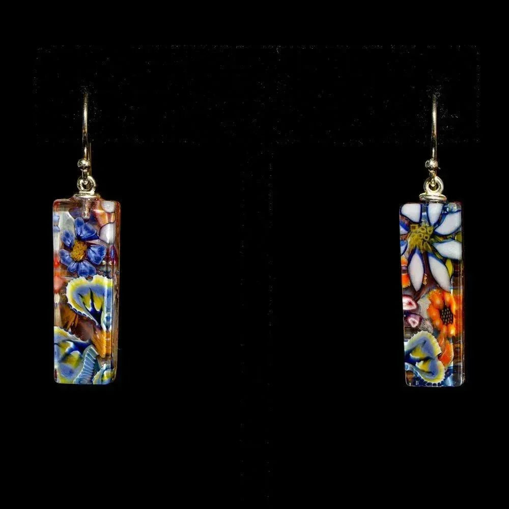 Kevin O'Grady - Floral Millifiore Rectangle Earrings #3