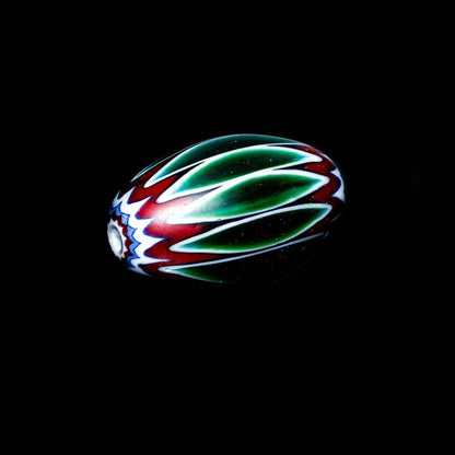 Kevin O'Grady - Green & White Chevron Marquise Bead Small