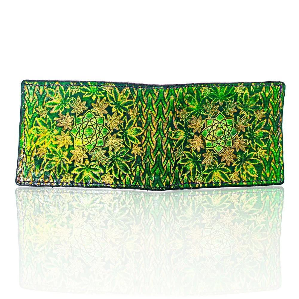 Lost Sailor Leather - Green Leaf Sacred Geometry Wallet