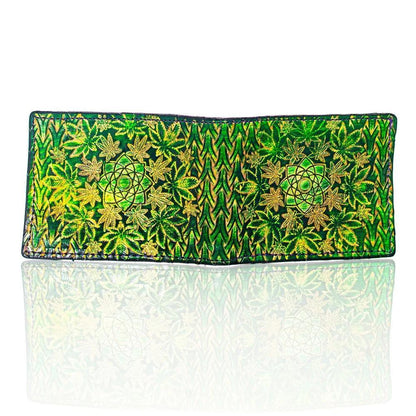 Lost Sailor Leather - Green Leaf Sacred Geometry Wallet