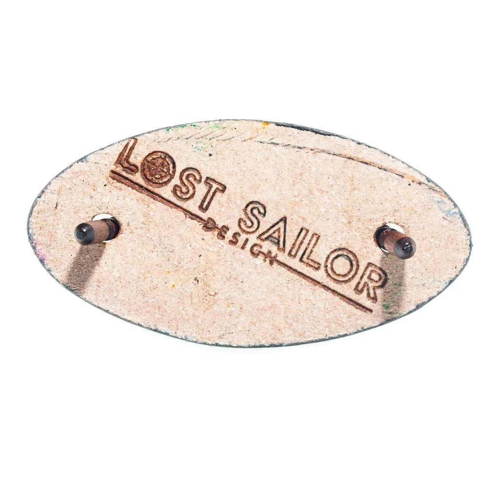 Lost Sailor Leather - Pasador de cuero embriagador Green Leaf & Stealie