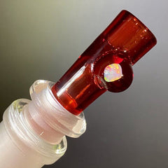 Chillum / slitter in Dragons Blood made by glass artist MTP, with opal