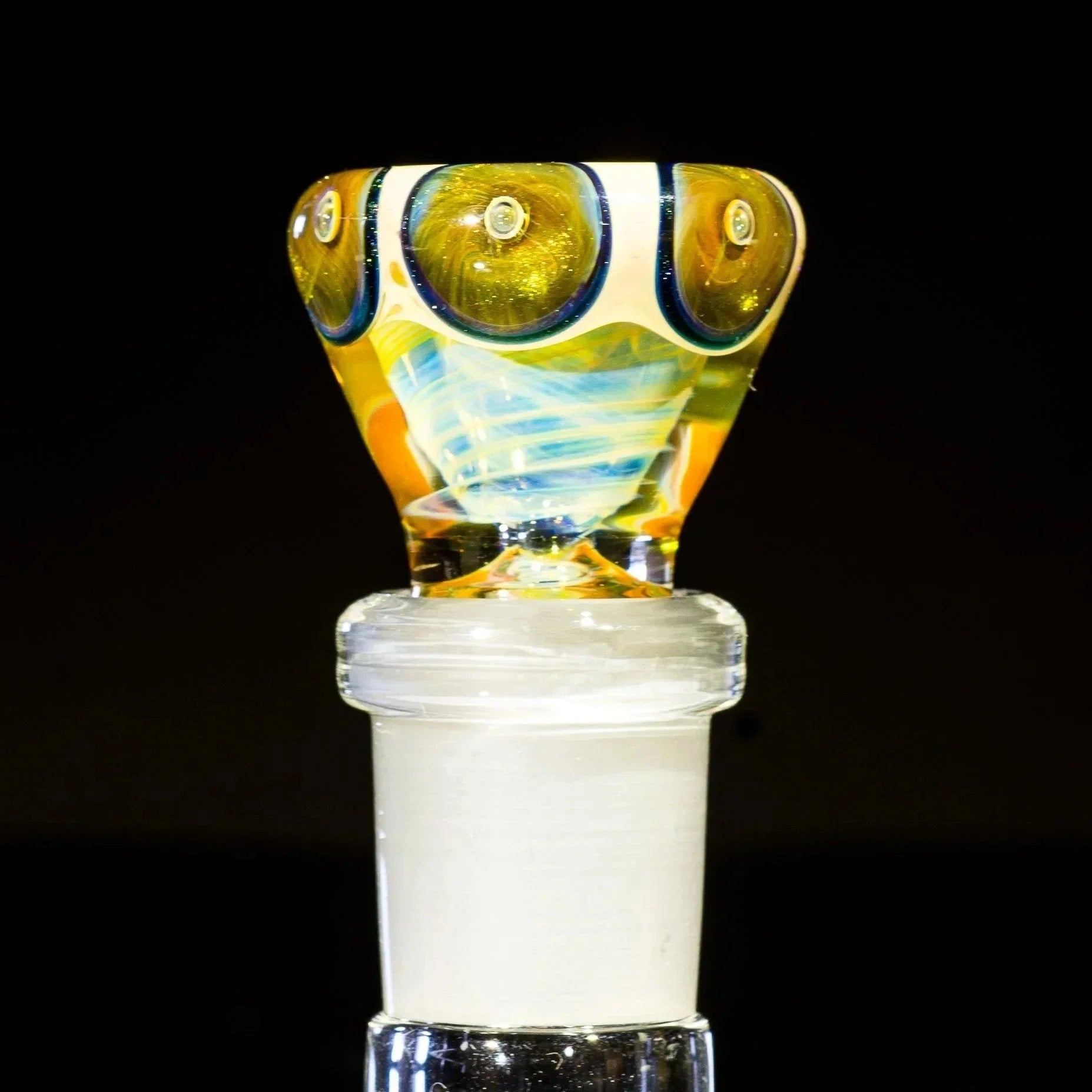 Colorful glass airtrap 14mm bowl slide with swirl design and unique patterns