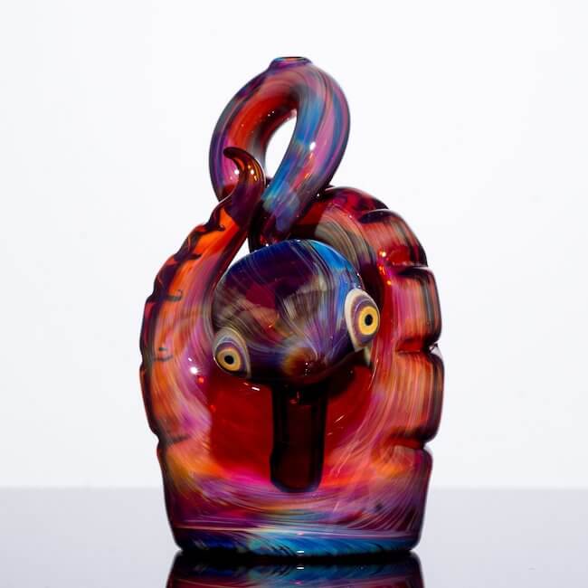 front product shot of glass snake by Niko Cray in Amber Purple