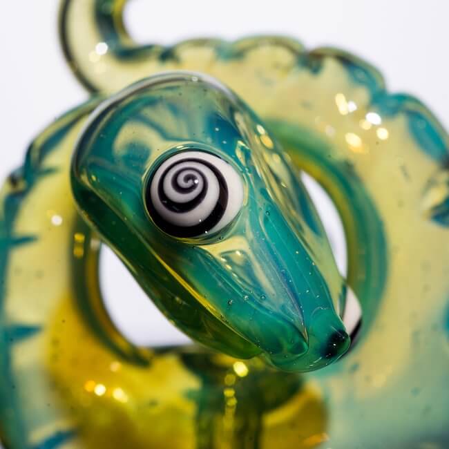 eye Product shot of glass nano snake made by Niko Cray in aphrodisiac 