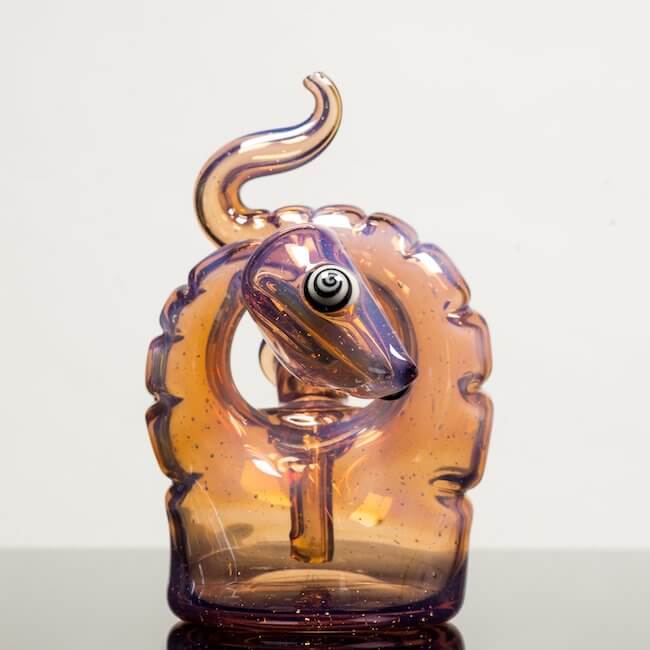 front Product shot of glass nano snake made by Niko Cray in aphrodisiac 