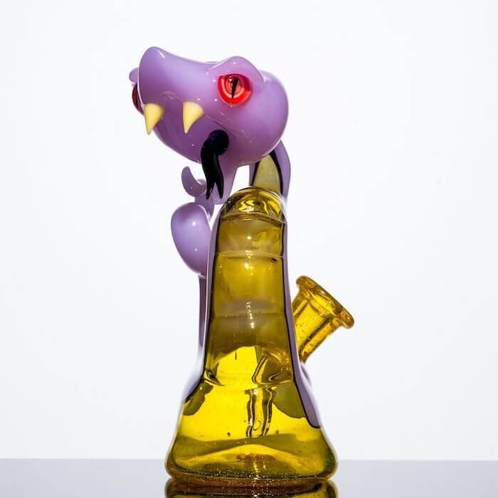 product shot of full size glass snake made by Niko Cray in Cotton Candy and Terps