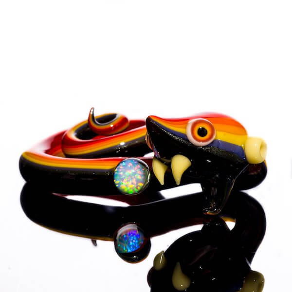 front product shot of fire snake dry pipe made by niko cray with opal
