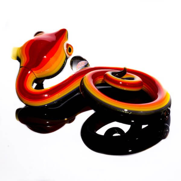 back product shot of fire snake dry pipe made by niko cray with opal