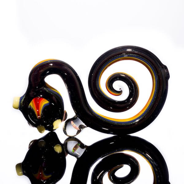 under side product shot of fire snake dry pipe made by niko cray with opal