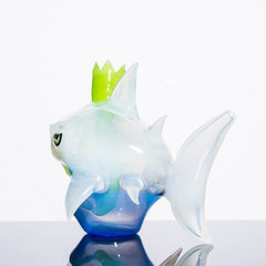 Product shot of glass shark made by Niko Cray with Gluestick, Ether and Double Dose