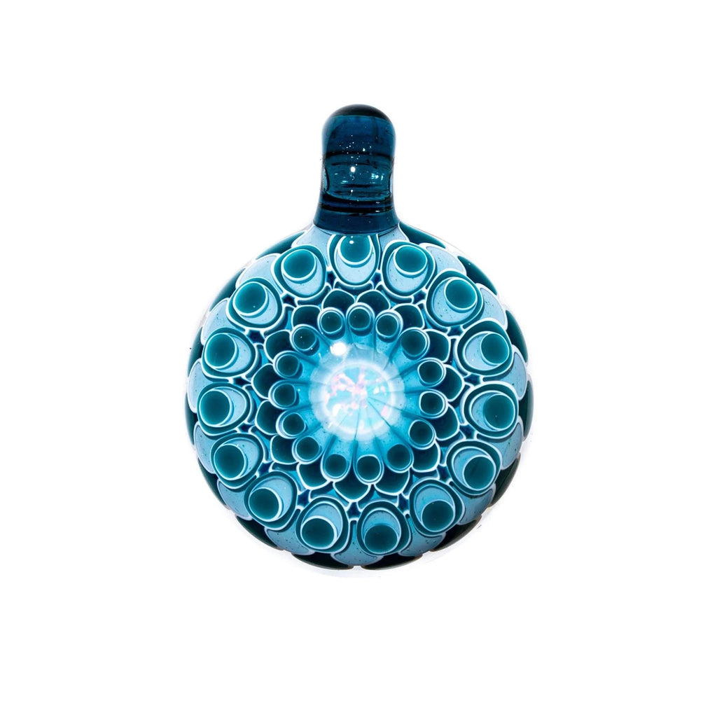 Olour Glass - Enchanted Aqua Mandala 6mm Opal Pendant