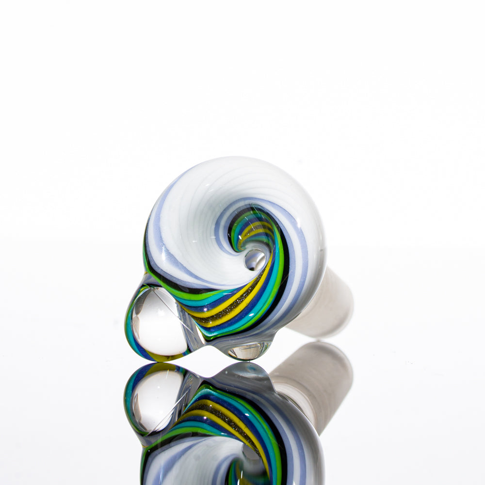 Reedo Glass - White, Aqua & Yellow Slide 14mm