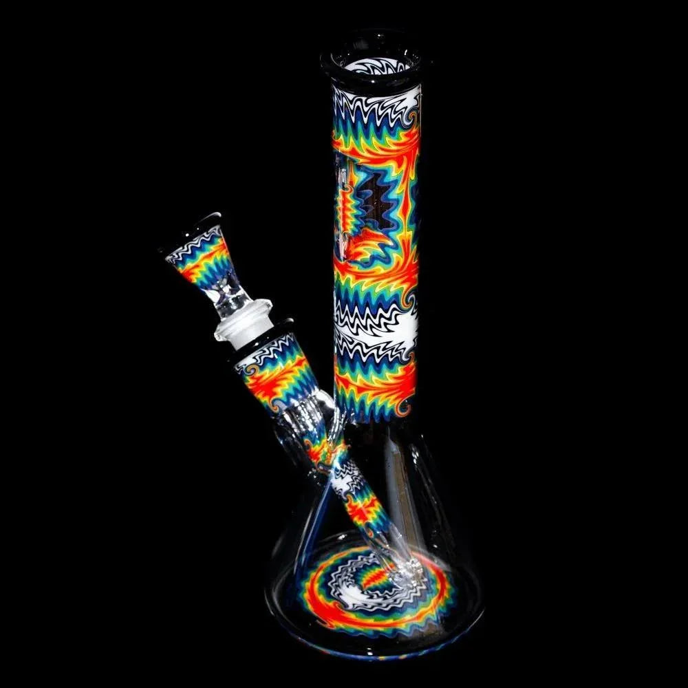 Stevie P - Black & White Rainbow Fade Linework Mini Beaker