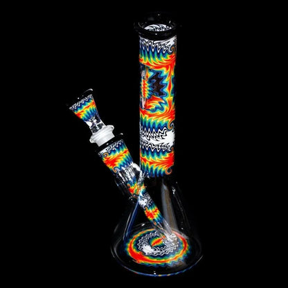 Stevie P - Black & White Rainbow Fade Linework Mini Beaker
