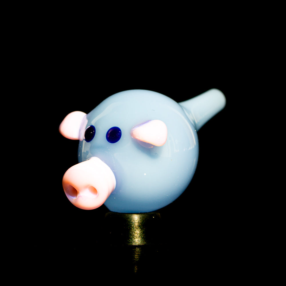 Sugar Mattys - All Milky Blue Piggy w/ Pink Ears 25mm Bubble Cap