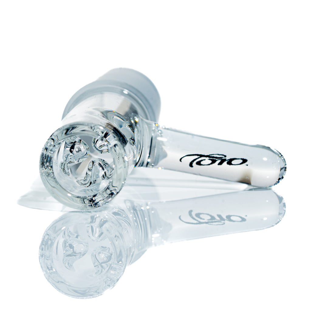 Toro Glass - Tubo de flores de tamaño completo con brazo 7/13, color blanco granada y secreto