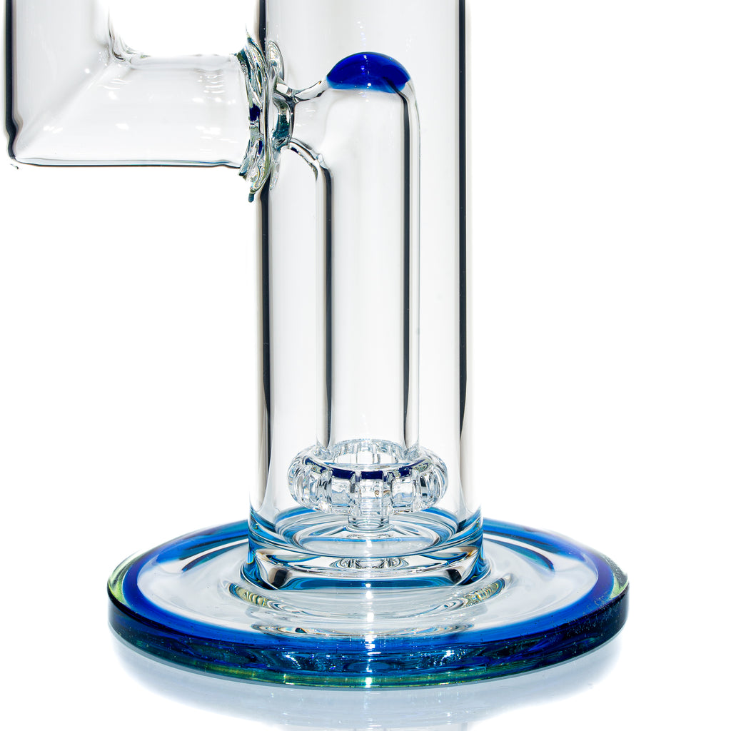 Toro Glass - Tubo de flores de tamaño completo de círculo a círculo con forma de gota de lluvia y sueño azul