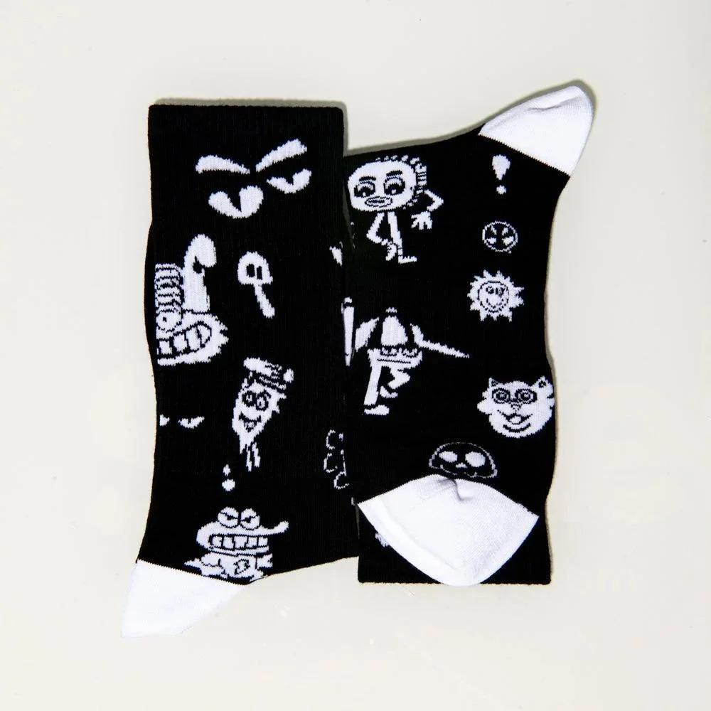Trevy Metal - Doodle Blk/White Socks