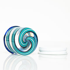 Zek Glass - Blossom, White & Aqua Baller Jar