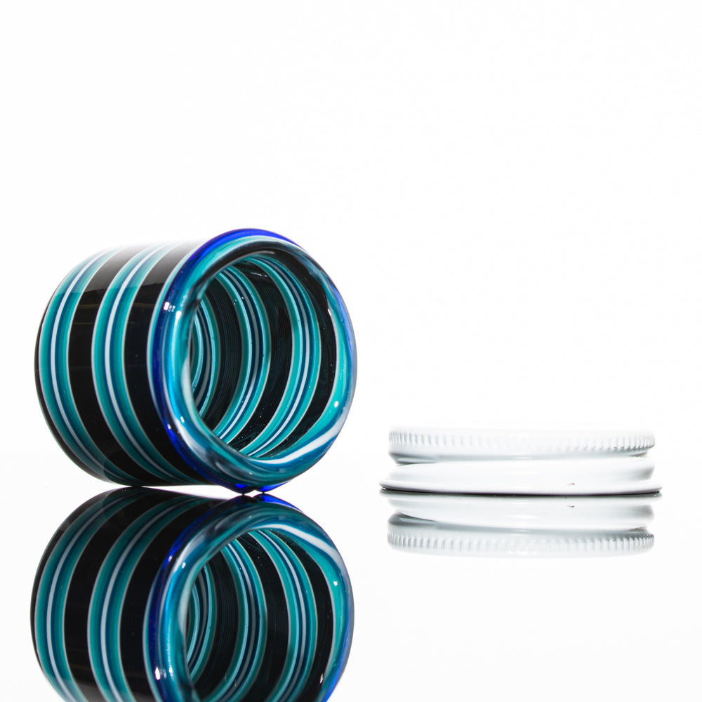 Zek Glass - Cobalt & Teal Linework Baller Jar
