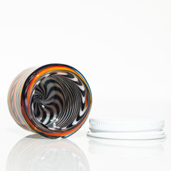 Zek Glass - Tarro Baller con líneas de fuego en blanco y negro de doble capa