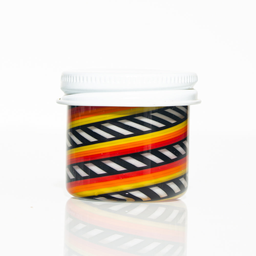 Zek Glass - Double Layer Black & White Fire Linework Baller Jar