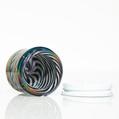 Zek Glass - Double Layer Black & White Rainbow Linework Baller Jar
