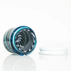 Zek Glass - Tarro Baller Linework de doble capa en negro, blanco y azul