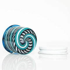 Zek Glass - Tarro Baller Linework de doble capa en negro, blanco y azul