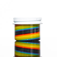Zek Glass - Tarro Baller con líneas de arcoíris y lana de acero
