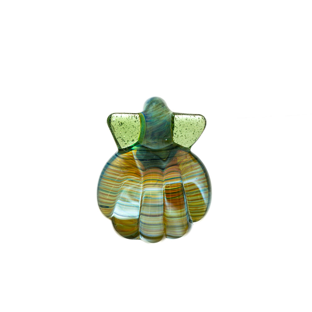Zombri Glass - Blue Honey & Green Stardust Clam Pendant